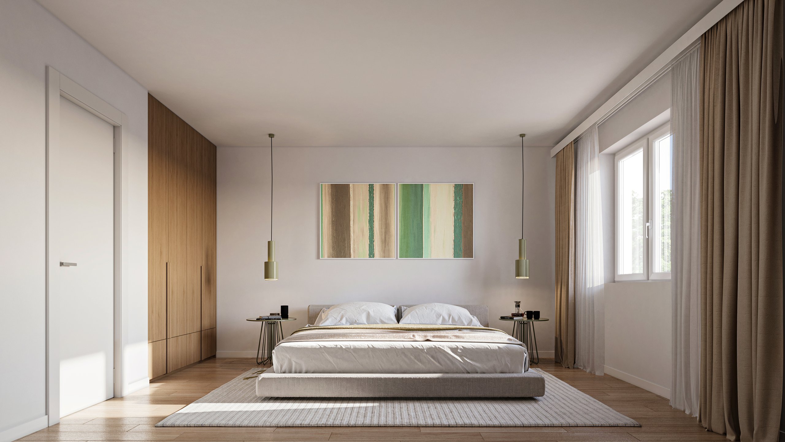 Ruhiges Elternschlafzimmer mit warmen Holztönen in Next Level Duisburg